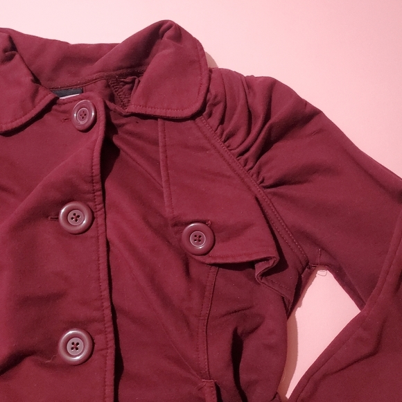 Vintage 2000s 00s Y2K Princess Rouched Dark Red Gothic Goth Jacket Pockets - Picture 5 of 9